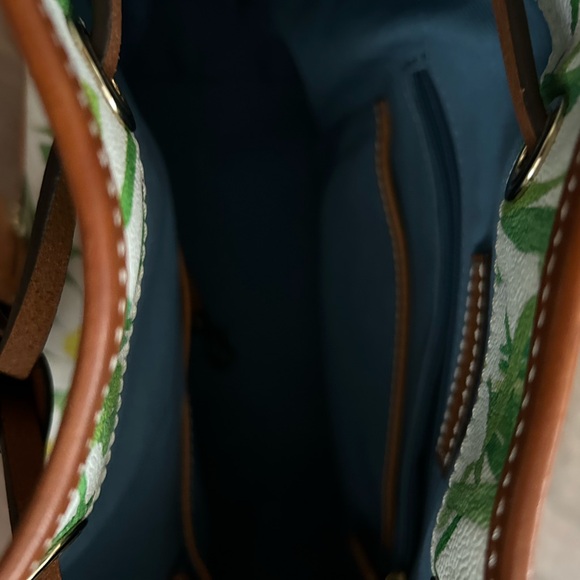 Dooney & Bourke EUC Floral Bucket Bag - Green and Brown - Picture 4 of 5